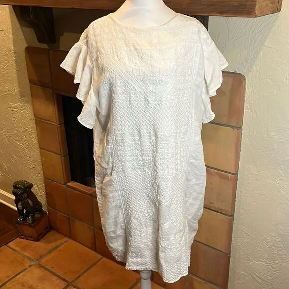 Lauren Ralph Lauren White Embroidered Linen Dress, size 14! - Picture 1 of 11